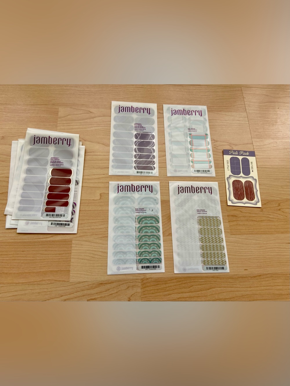 Jamberry Nail Wraps 4 Complete Sheets with Bonus Pedi Pack and 7 Partially Used